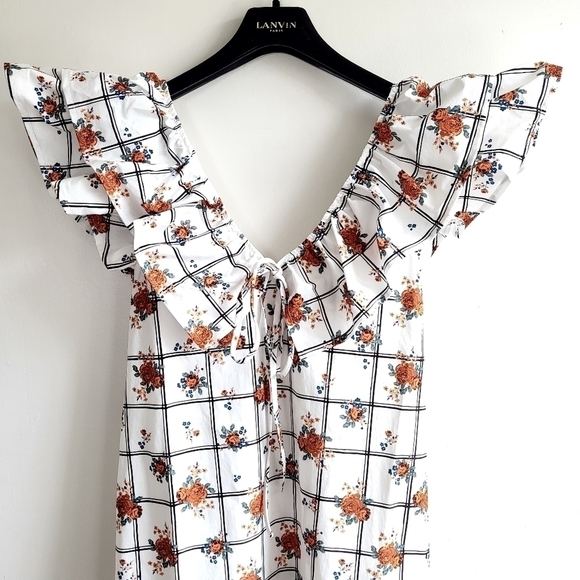 New Zara Floral Print Brock Collection/Bridgerton Style Poplin Midi Dress NWT M - Picture 8 of 11